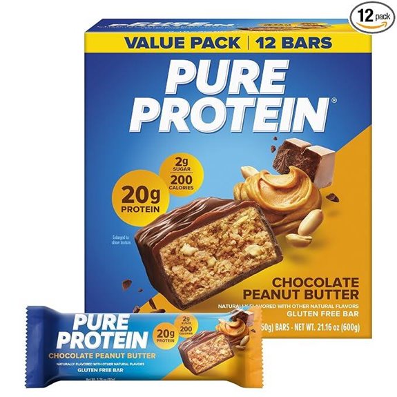 Pure Protein Chocolate Peanut Butter Protein Bars 20g Protein 12 Ct